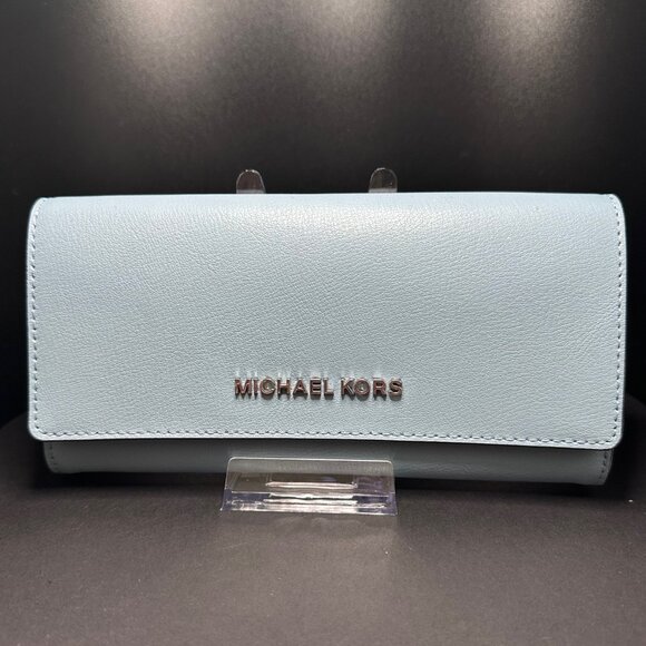 Michael Kors‎ Women Jet Set Travel Large Trifold Wallet Clutch - ECU - Picture 1 of 7